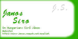janos siro business card